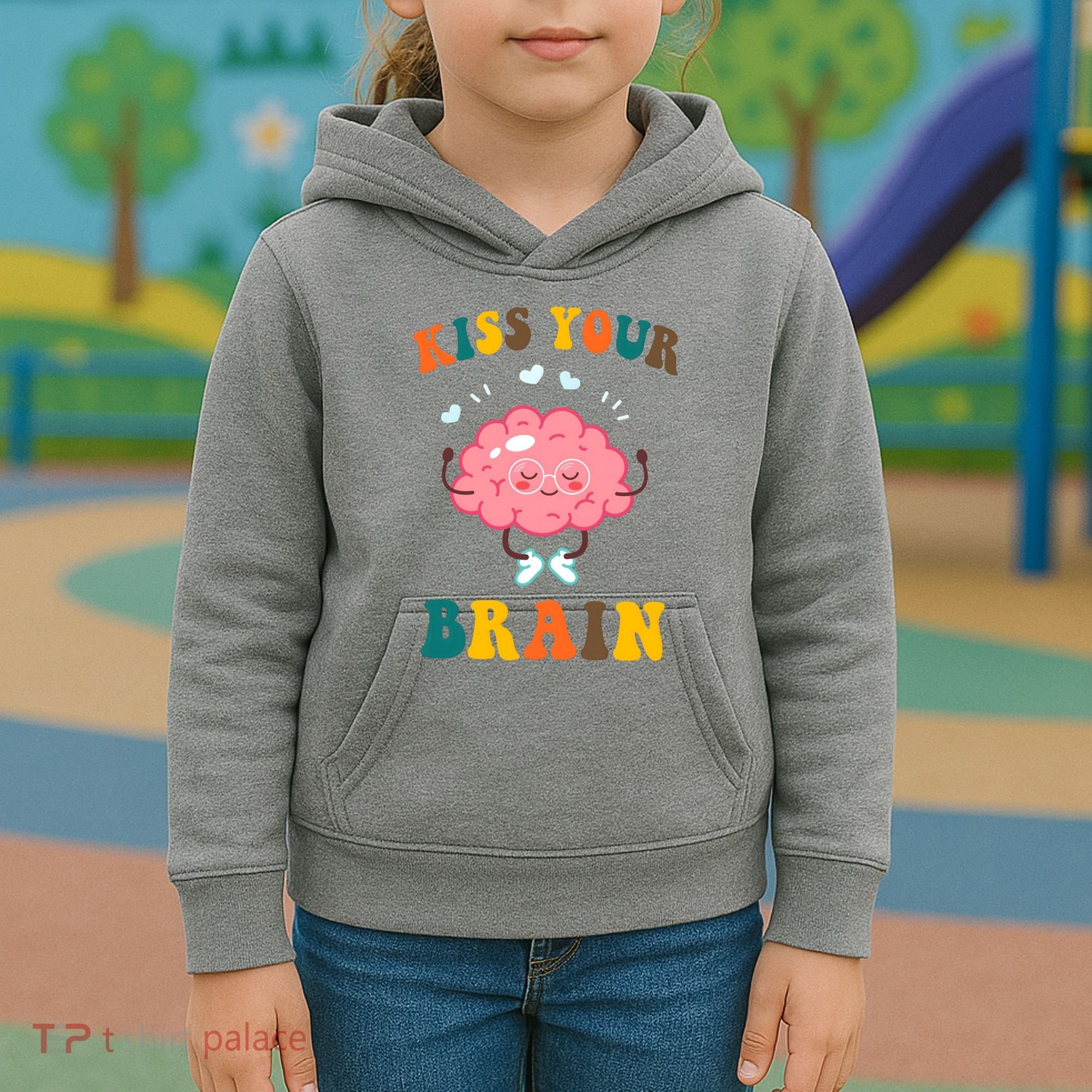 Kiss Your Brain Cute Funny Kids Hoodie
