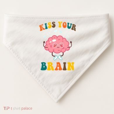 Kiss Your Brain Cute Funny USA-Made Doggie Bandana