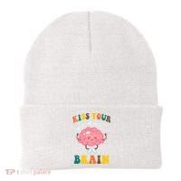 Kiss Your Brain Cute Funny Beanie thumb 0