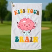 Kiss Your Brain Cute Funny Golf Towel thumb 1