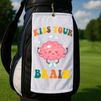 Kiss Your Brain Cute Funny Golf Towel thumb 2