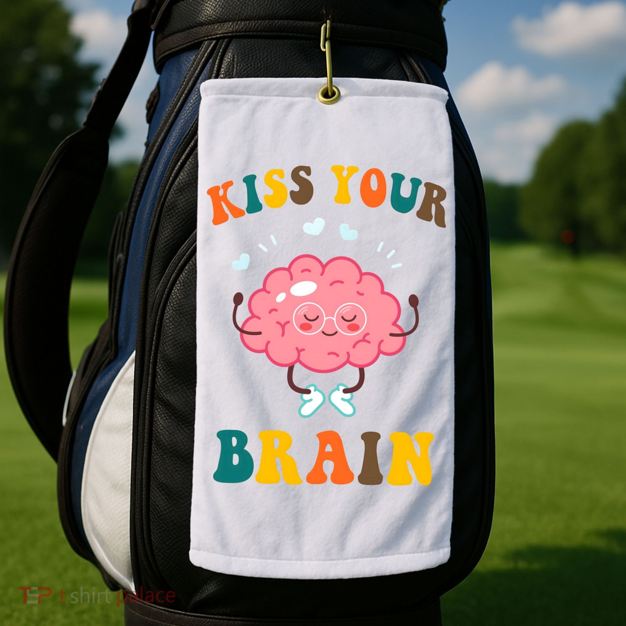 Kiss Your Brain Cute Funny Golf Towel
