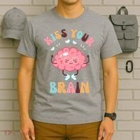 Kiss Your Brain Mental Health Brain T-Shirt thumb 6