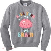 Kiss Your Brain Mental Health Brain Kids Sweatshirt thumb 0