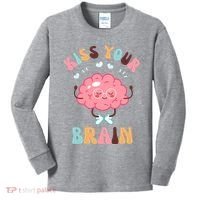 Kiss Your Brain Mental Health Brain Kids Long Sleeve Shirt thumb 0