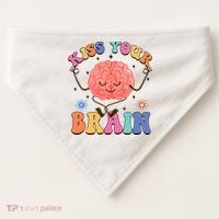 Kiss Your Brain Cute Teacher Appreciation Back To School USA-Made Doggie Bandana thumb 0