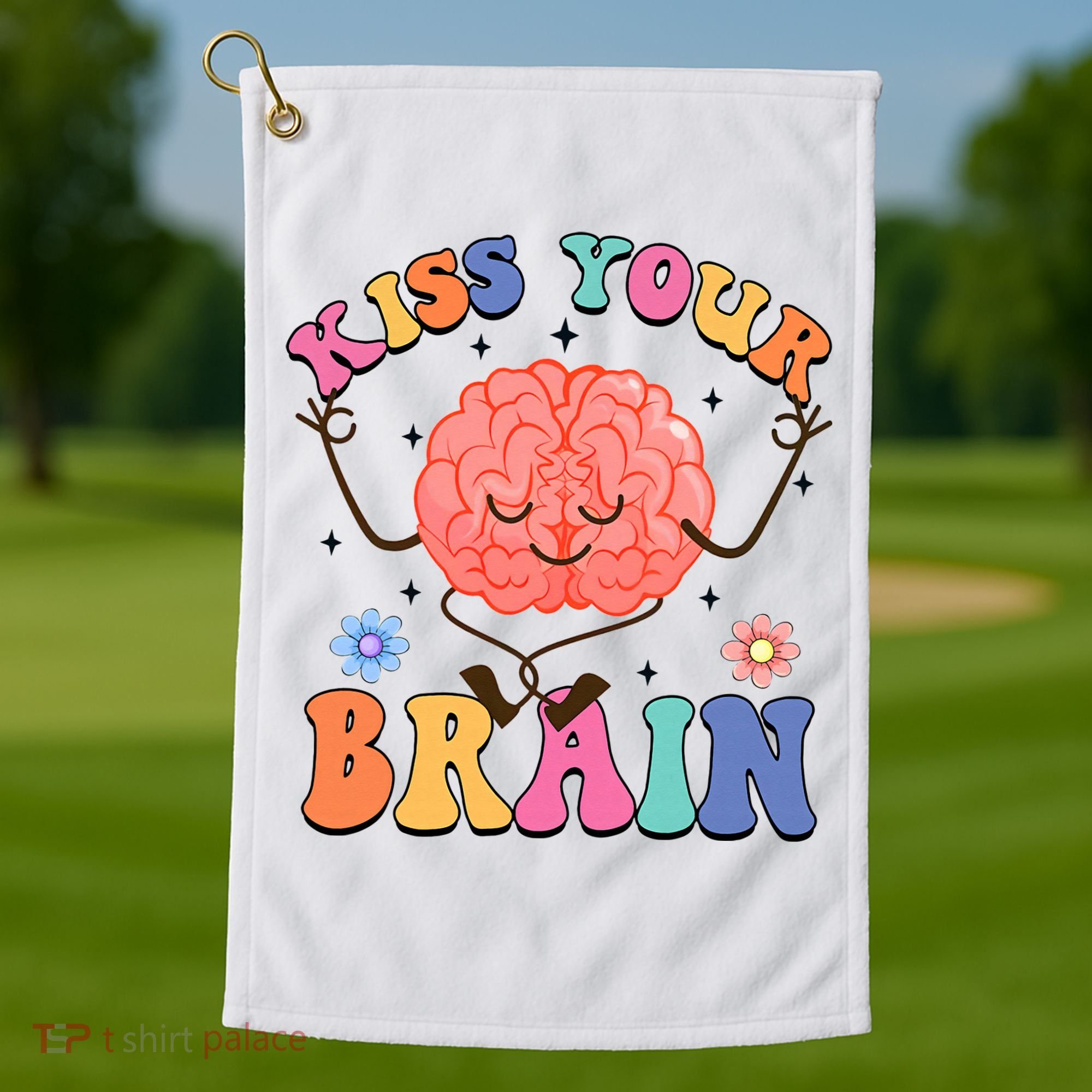 Kiss Your Brain Cute Teacher Appreciation Back To School Golf Towel