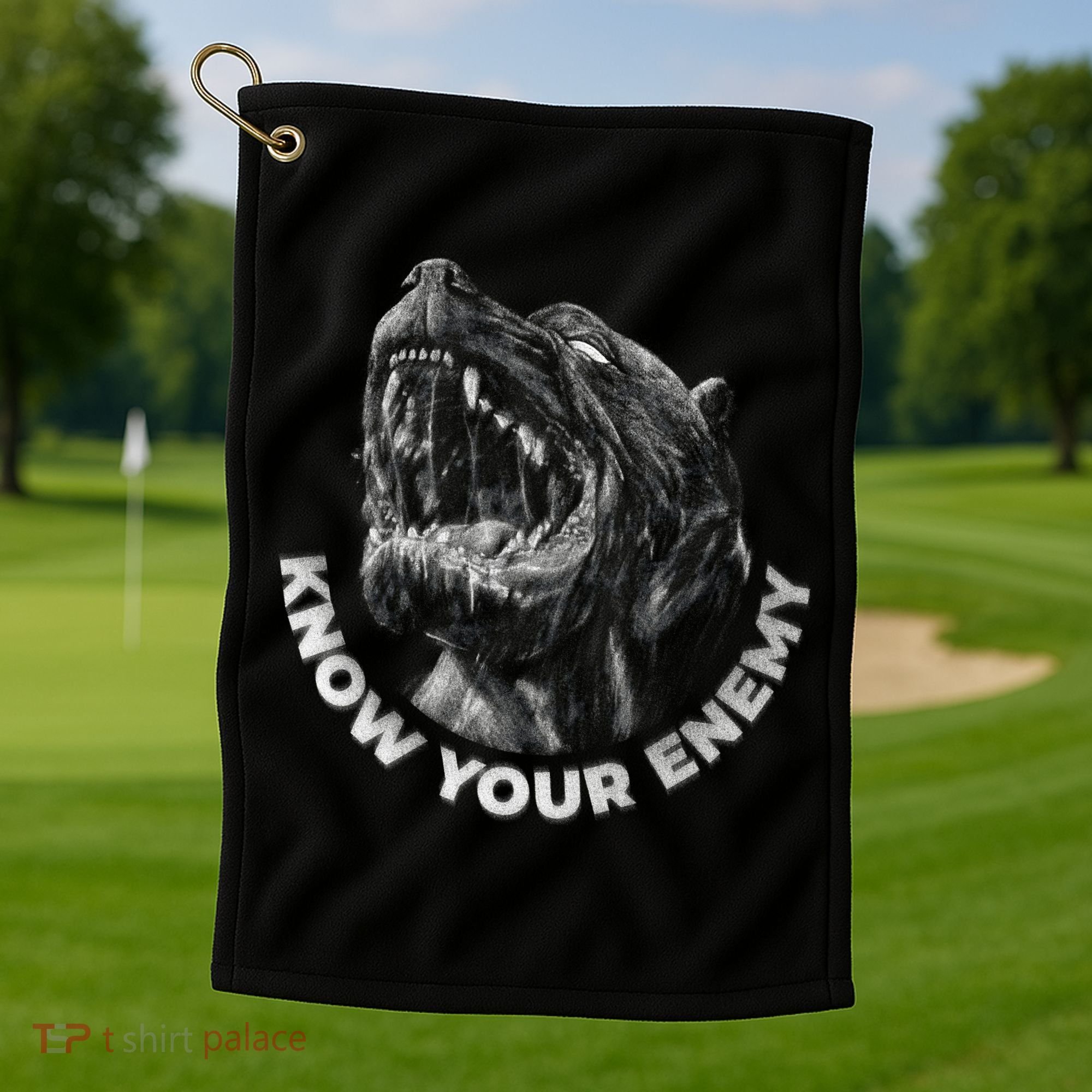Know Your Enemy Realistic Pitbull Dog Golf Towel