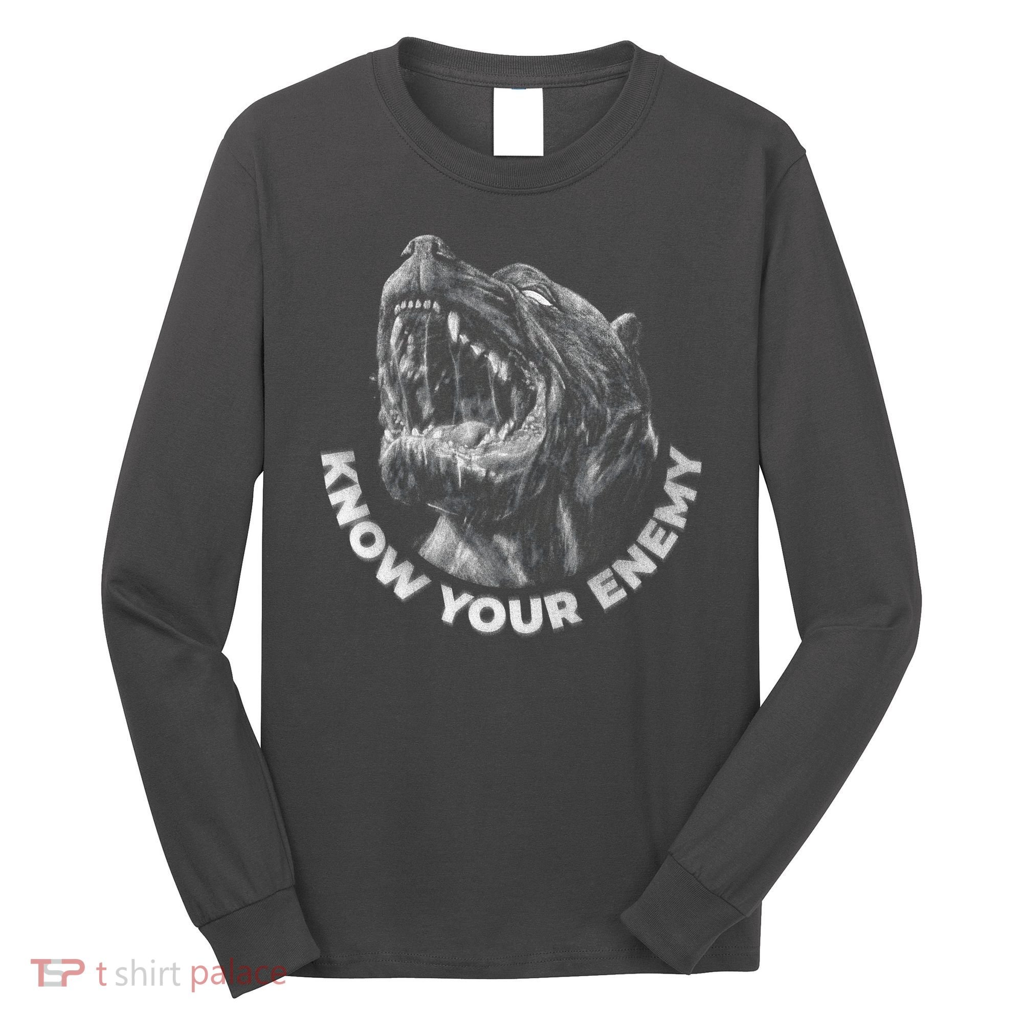 Know Your Enemy Realistic Pitbull Dog Long Sleeve Shirt