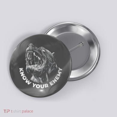 Know Your Enemy Realistic Pitbull Dog Button