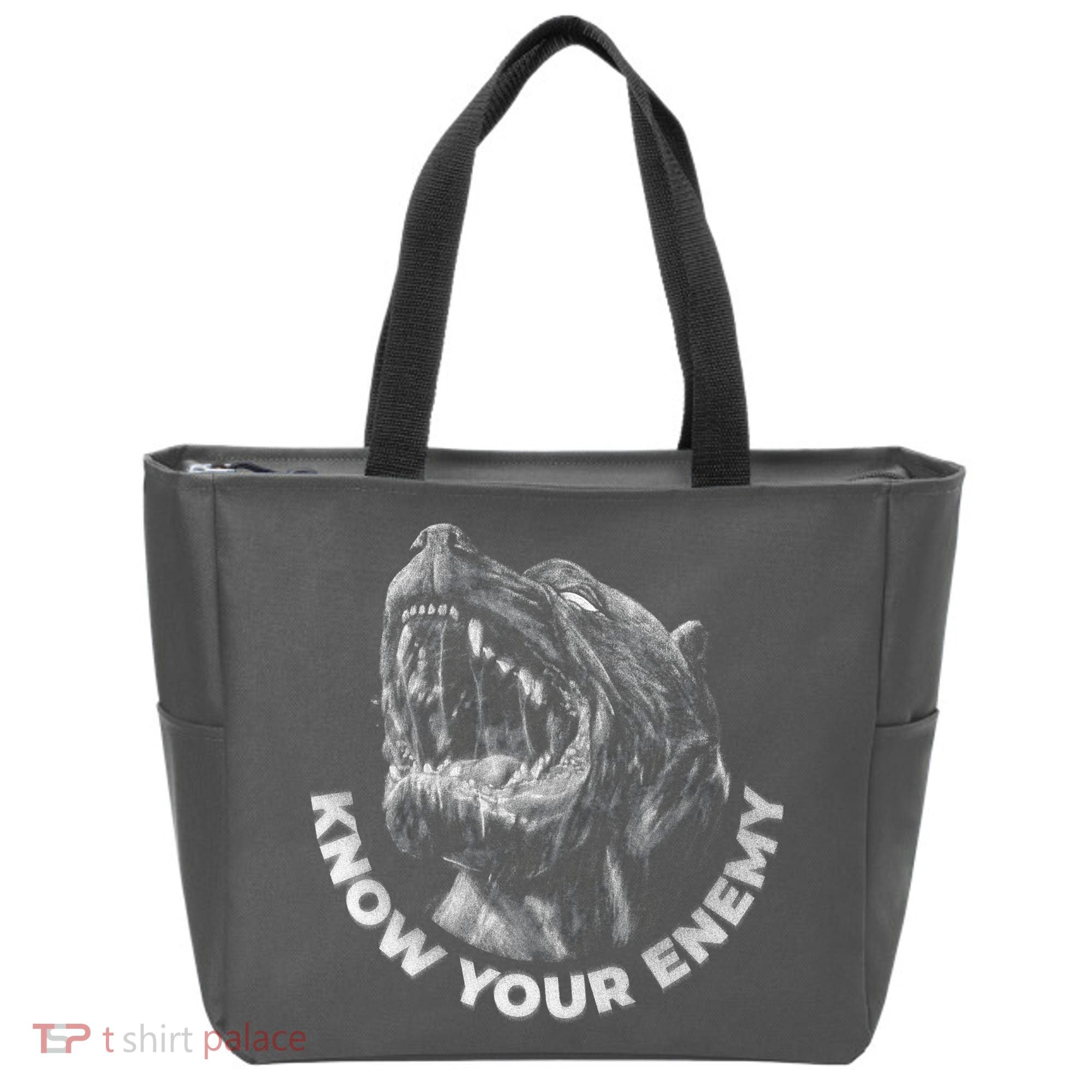 Know Your Enemy Realistic Pitbull Dog Tote Bag