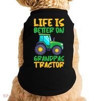Kids Young Farmer Funny Tractor Boy On Grandpas Tractor Doggie Tank thumb 0