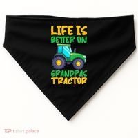 Kids Young Farmer Funny Tractor Boy On Grandpas Tractor USA-Made Doggie Bandana thumb 0