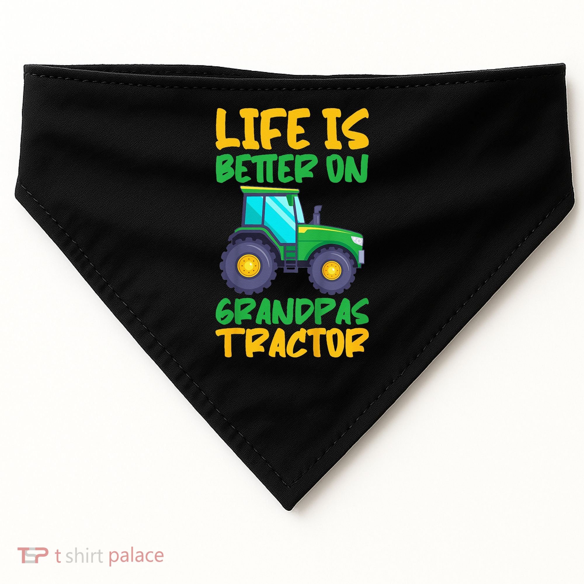 Kids Young Farmer Funny Tractor Boy On Grandpas Tractor USA-Made Doggie Bandana
