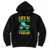 Kids Young Farmer Funny Tractor Boy On Grandpas Tractor Hoodie thumb 0