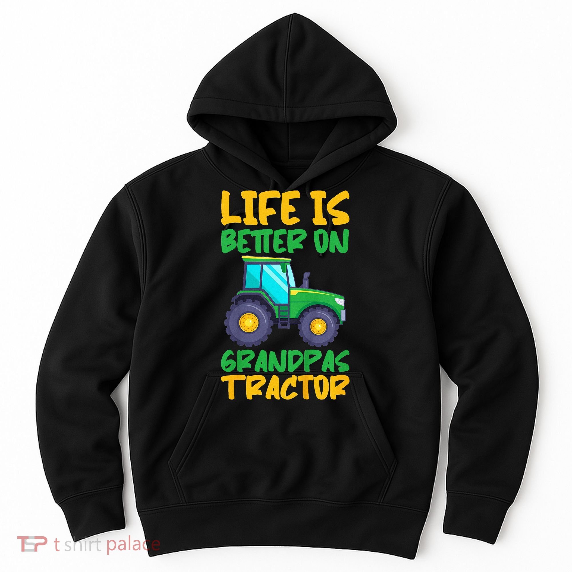 Kids Young Farmer Funny Tractor Boy On Grandpas Tractor Hoodie