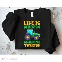 Kids Young Farmer Funny Tractor Boy On Grandpas Tractor Sweatshirt thumb 2