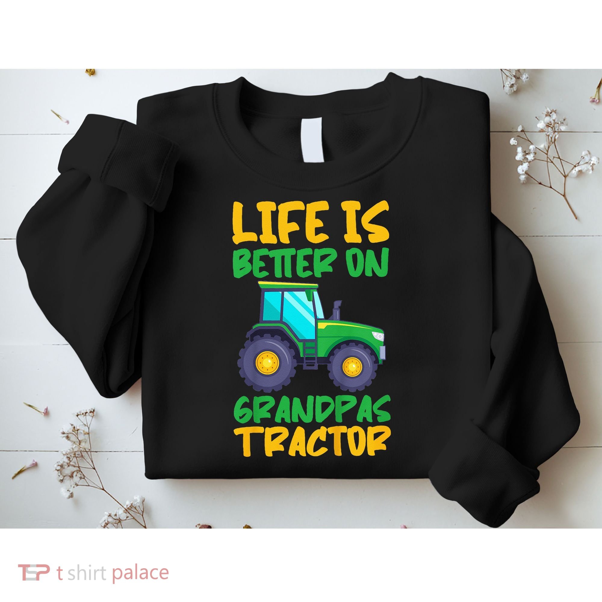 Kids Young Farmer Funny Tractor Boy On Grandpas Tractor Sweatshirt