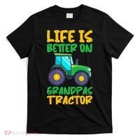 Kids Young Farmer Funny Tractor Boy On Grandpas Tractor T-Shirt thumb 0