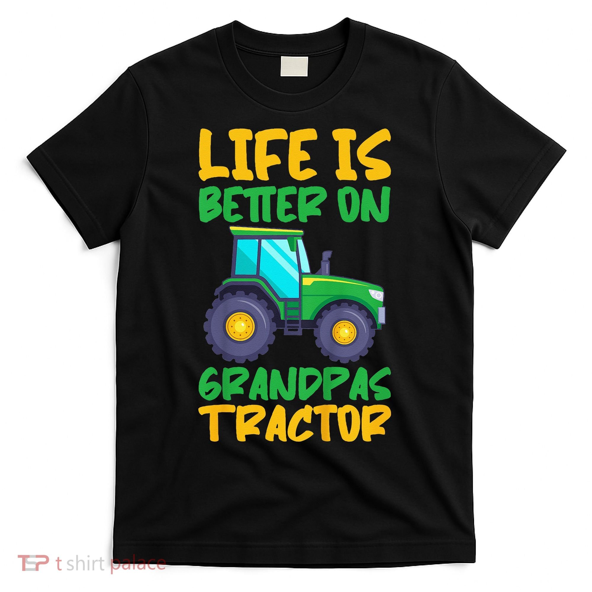 Kids Young Farmer Funny Tractor Boy On Grandpas Tractor T-Shirt