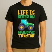 Kids Young Farmer Funny Tractor Boy On Grandpas Tractor T-Shirt thumb 3