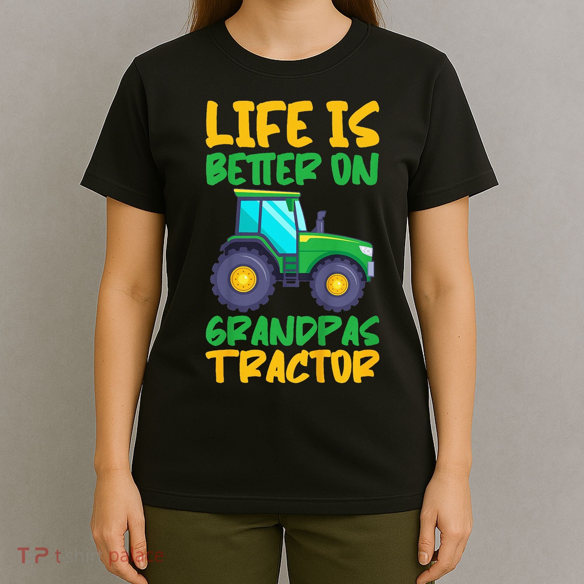 Kids Young Farmer Funny Tractor Boy On Grandpas Tractor T-Shirt