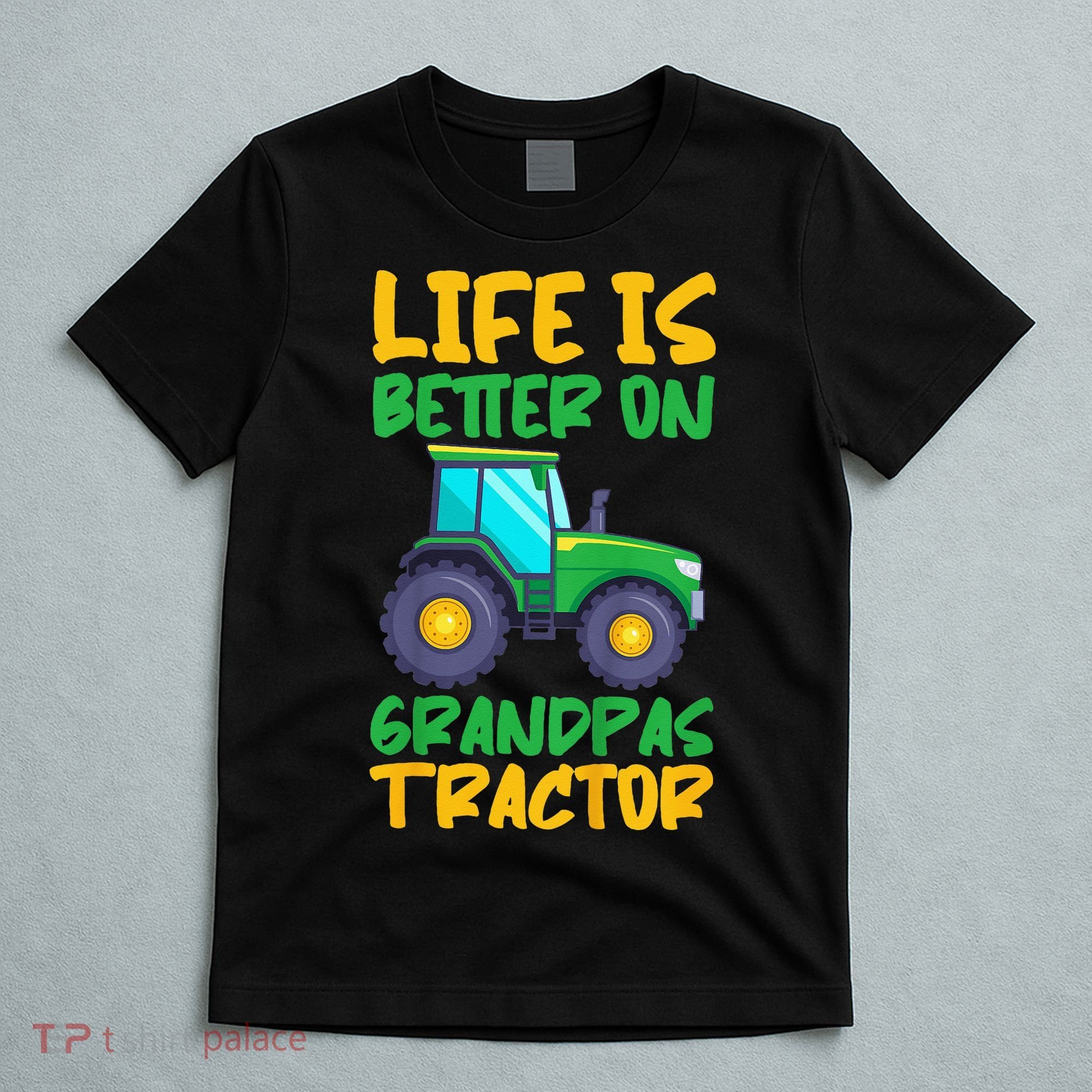 Kids Young Farmer Funny Tractor Boy On Grandpas Tractor T-Shirt