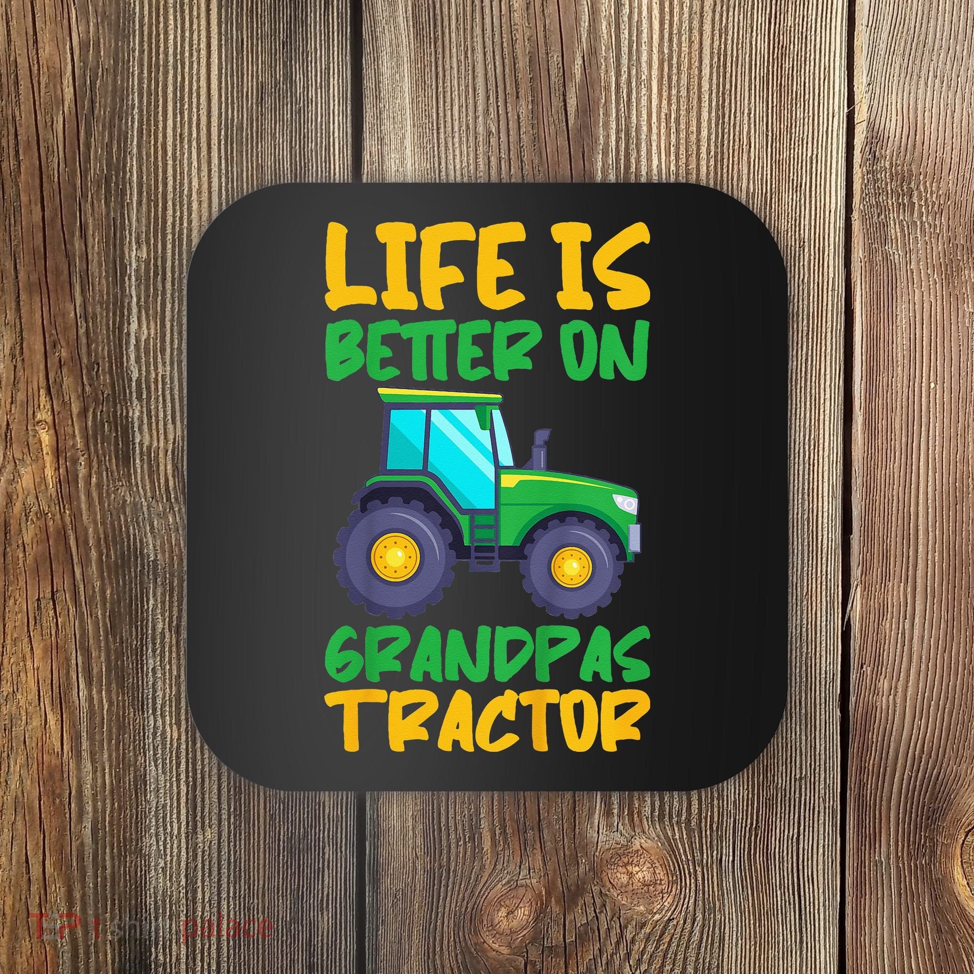 Kids Young Farmer Funny Tractor Boy On Grandpas Tractor Coaster