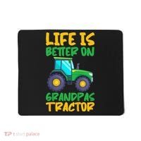 Kids Young Farmer Funny Tractor Boy On Grandpas Tractor Mousepad thumb 0