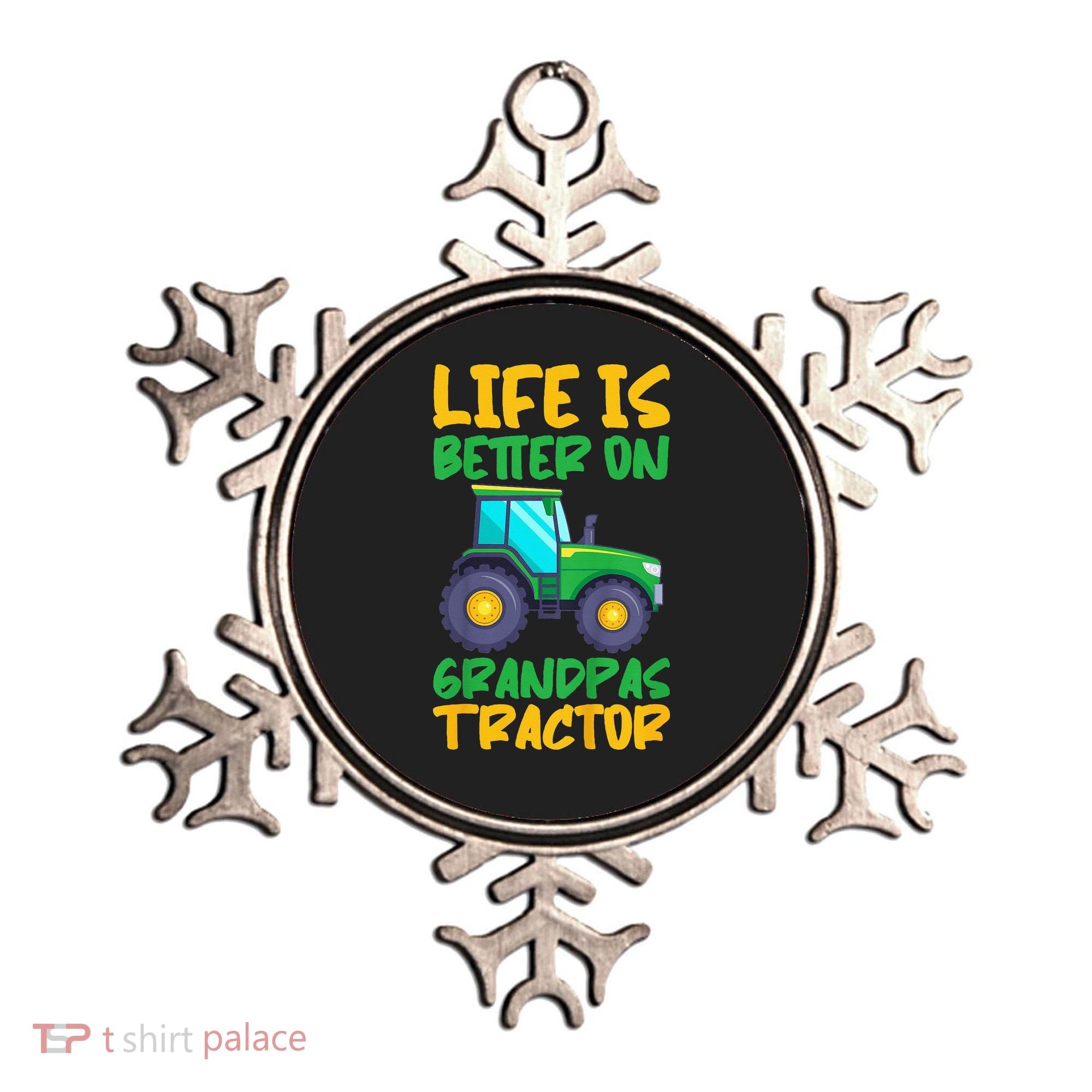 Kids Young Farmer Funny Tractor Boy On Grandpas Tractor Ornament