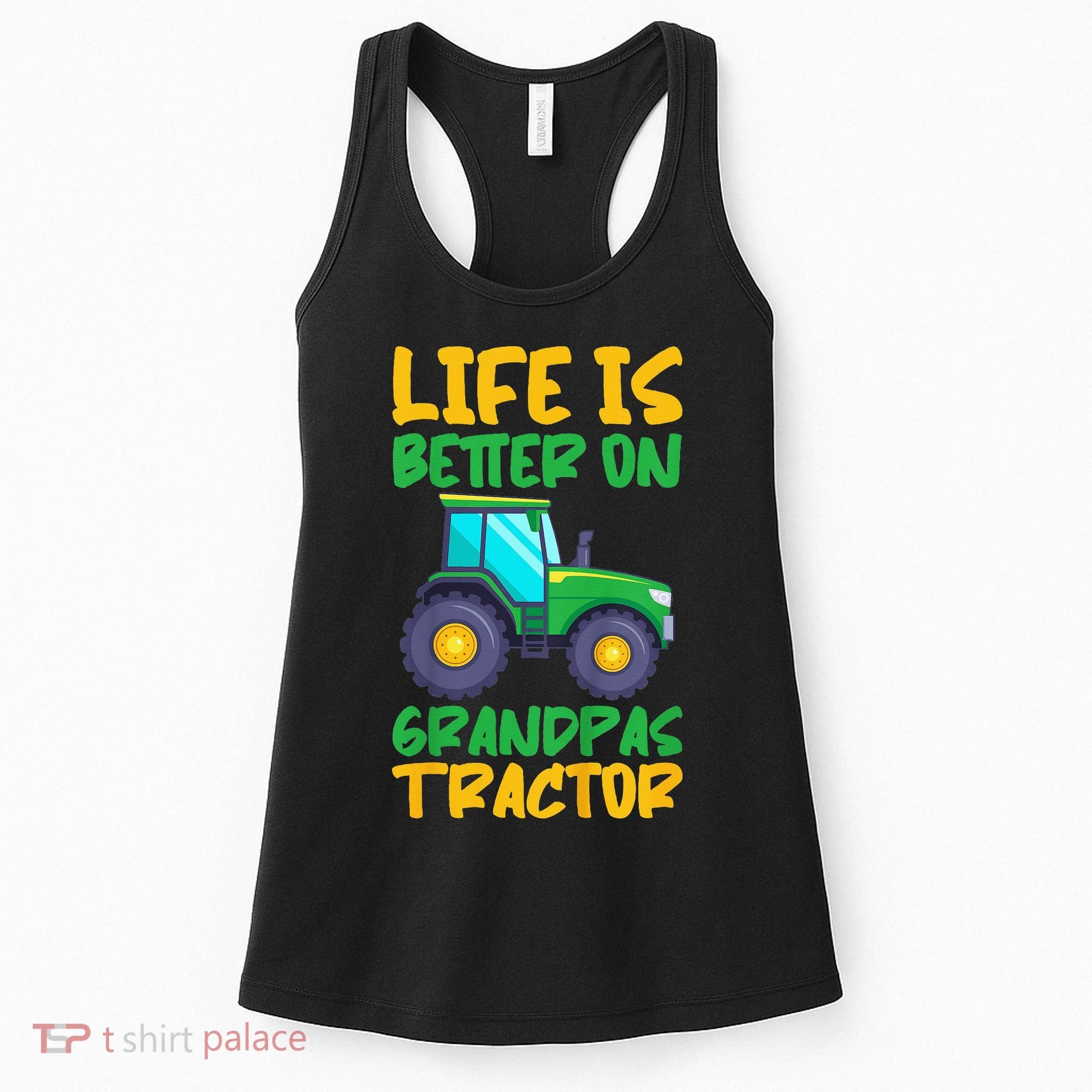 Kids Young Farmer Funny Tractor Boy On Grandpas Tractor Women's Tank Top