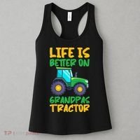 Kids Young Farmer Funny Tractor Boy On Grandpas Tractor Women's Tank Top thumb 3