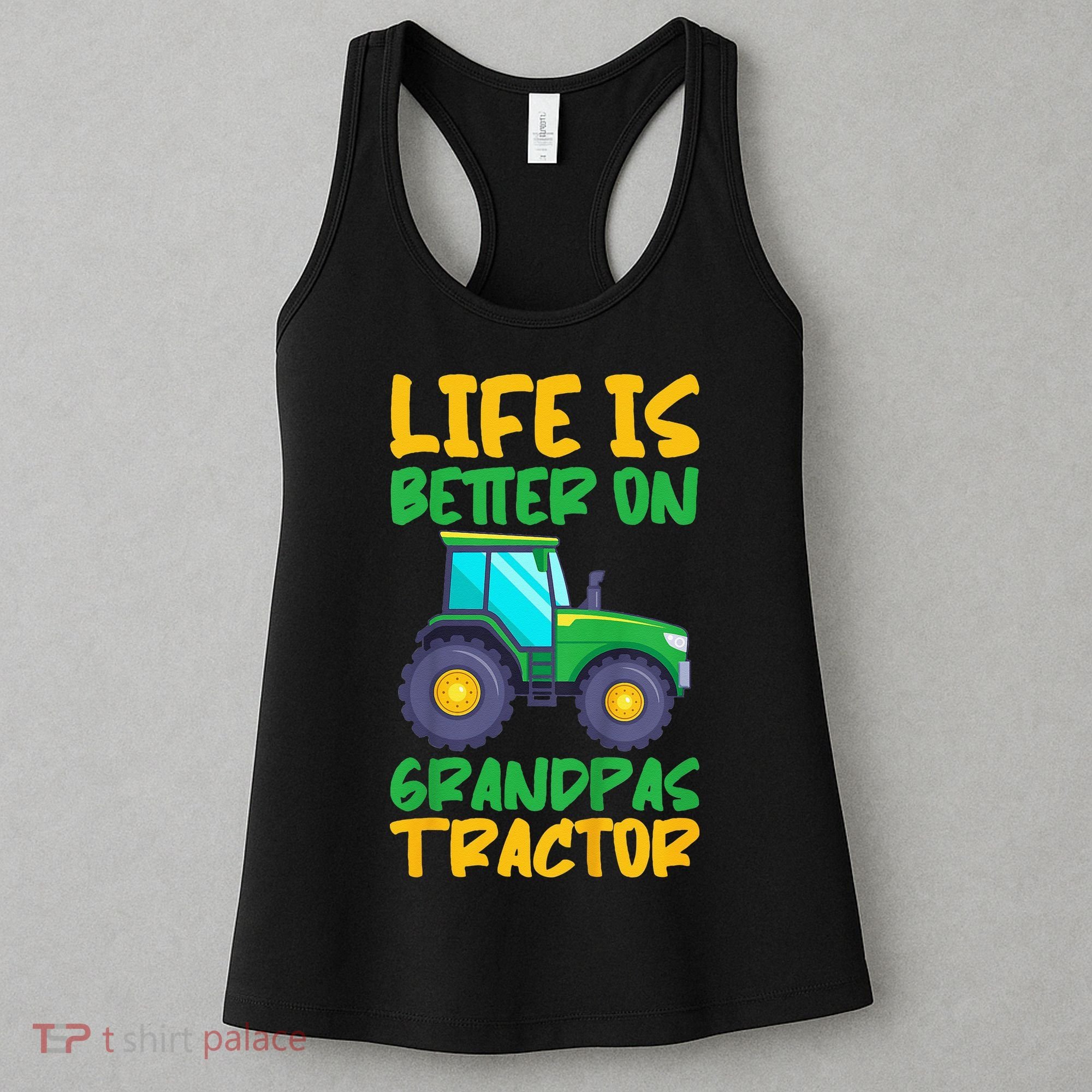 Kids Young Farmer Funny Tractor Boy On Grandpas Tractor Women's Tank Top