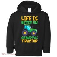 Kids Young Farmer Funny Tractor Boy On Grandpas Tractor Toddler Hoodie thumb 0