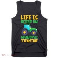 Kids Young Farmer Funny Tractor Boy On Grandpas Tractor Tank Top thumb 0