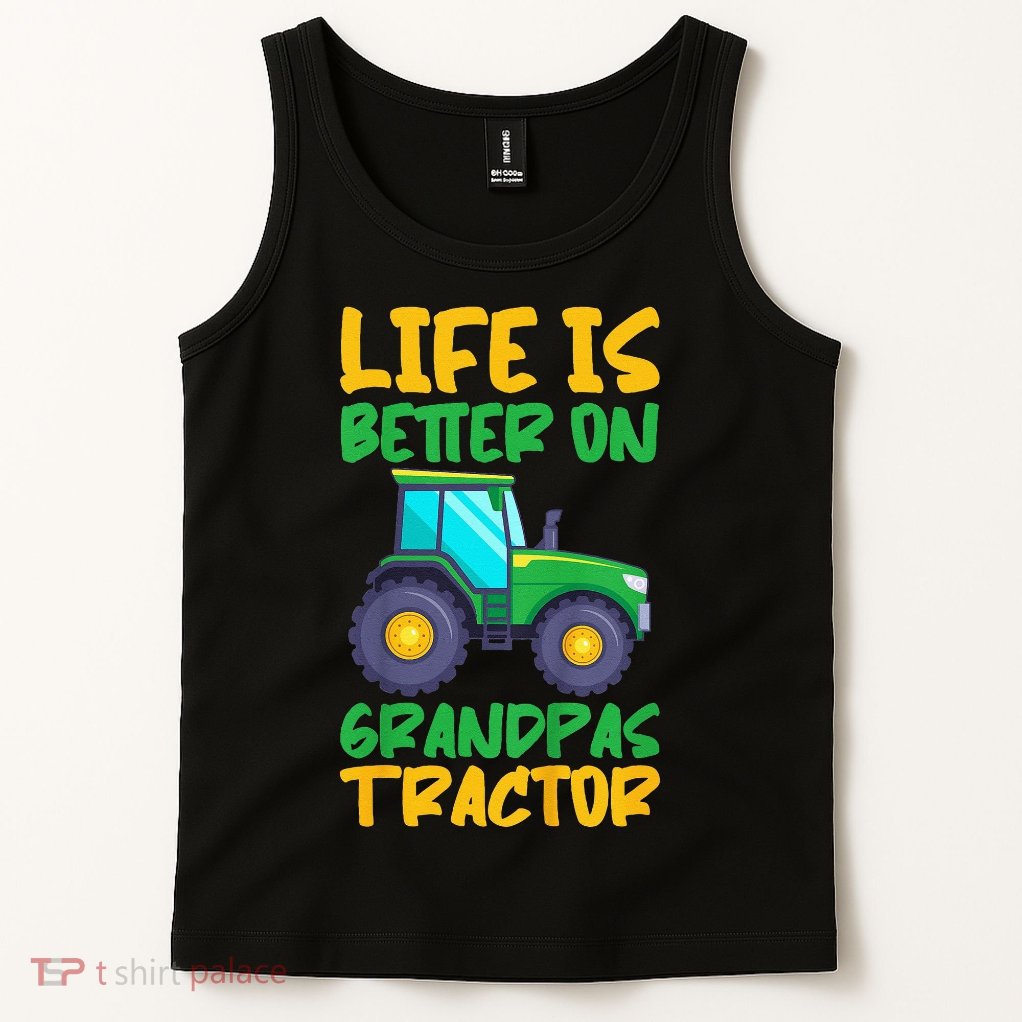 Kids Young Farmer Funny Tractor Boy On Grandpas Tractor Tank Top