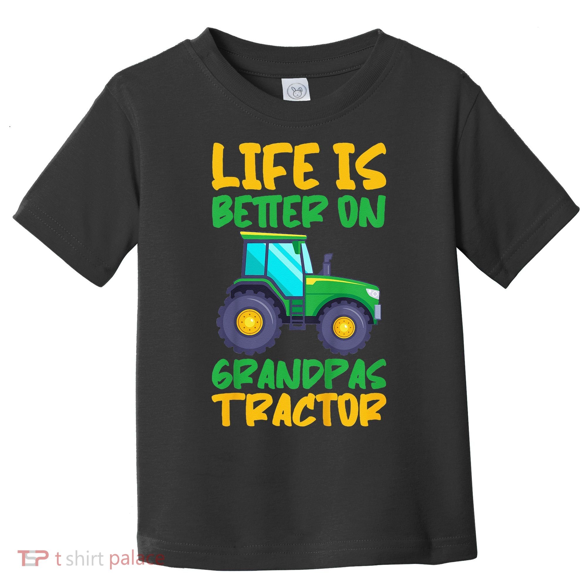 Kids Young Farmer Funny Tractor Boy On Grandpas Tractor Toddler T-Shirt