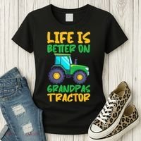 Kids Young Farmer Funny Tractor Boy On Grandpas Tractor Women's T-Shirt thumb 3