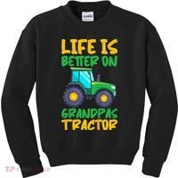 Kids Young Farmer Funny Tractor Boy On Grandpas Tractor Kids Sweatshirt thumb 0