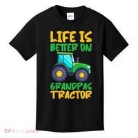 Kids Young Farmer Funny Tractor Boy On Grandpas Tractor Kids T-Shirt thumb 0