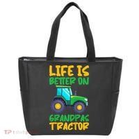 Kids Young Farmer Funny Tractor Boy On Grandpas Tractor Tote Bag thumb 0