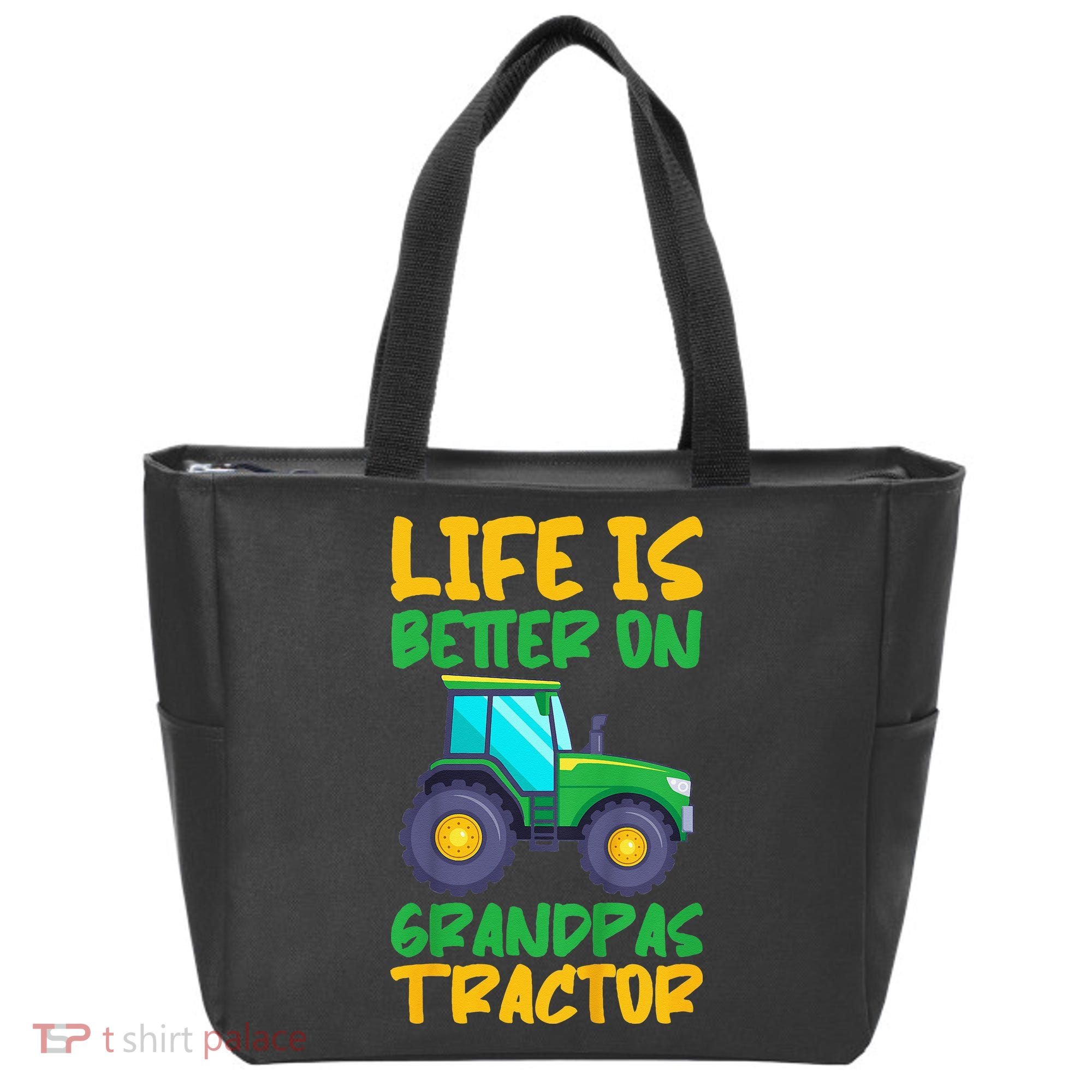 Kids Young Farmer Funny Tractor Boy On Grandpas Tractor Tote Bag