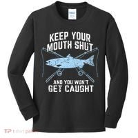 Keep Your Mouth Shut And You Won't Get Caught Fishing Kids Long Sleeve Shirt thumb 0