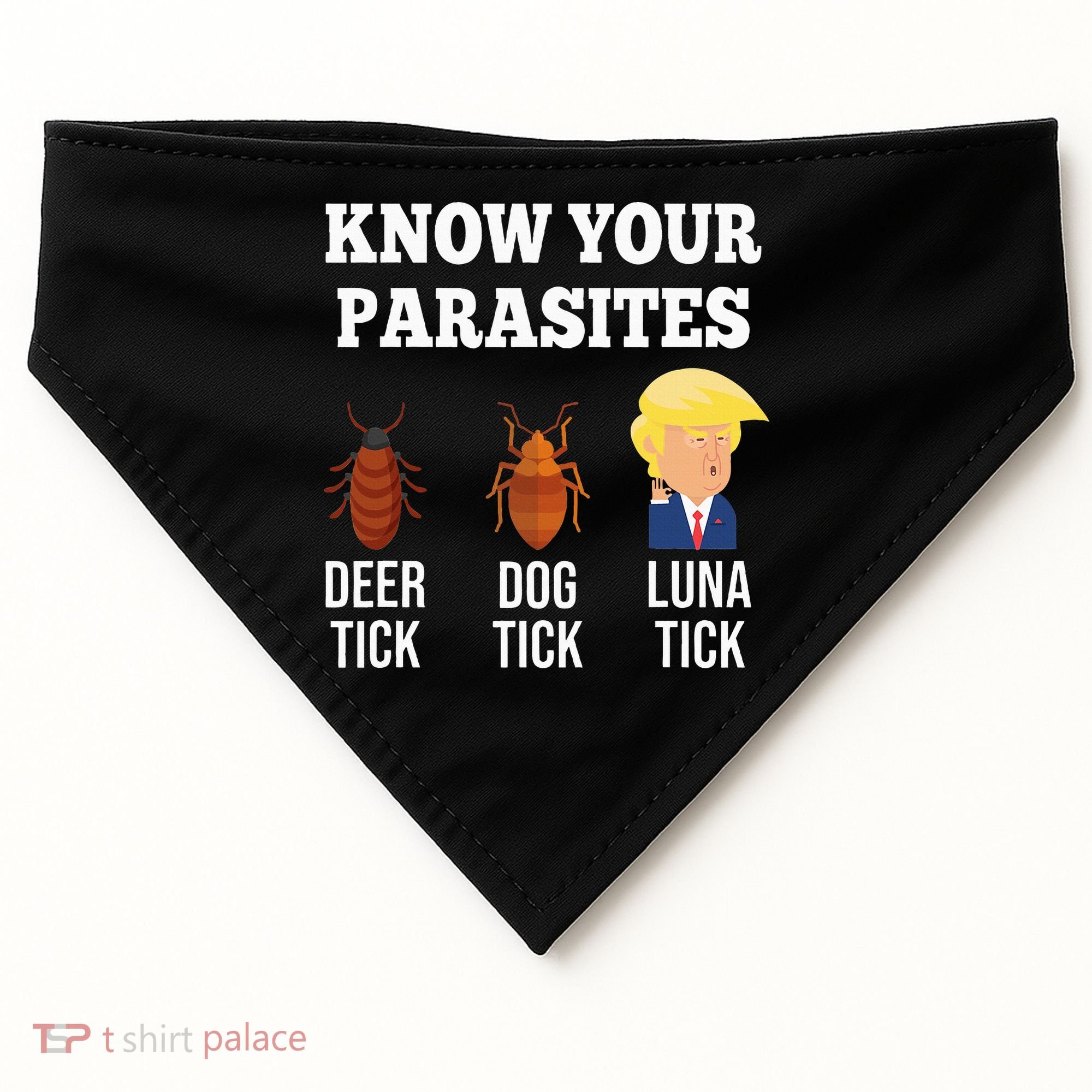 Know Your Parasites Antitrump Funny Luna Tick Resist USA-Made Doggie Bandana