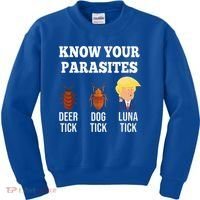 Know Your Parasites Antitrump Funny Luna Tick Resist Kids Sweatshirt thumb 0