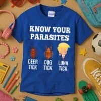Know Your Parasites Antitrump Funny Luna Tick Resist Kids T-Shirt thumb 3