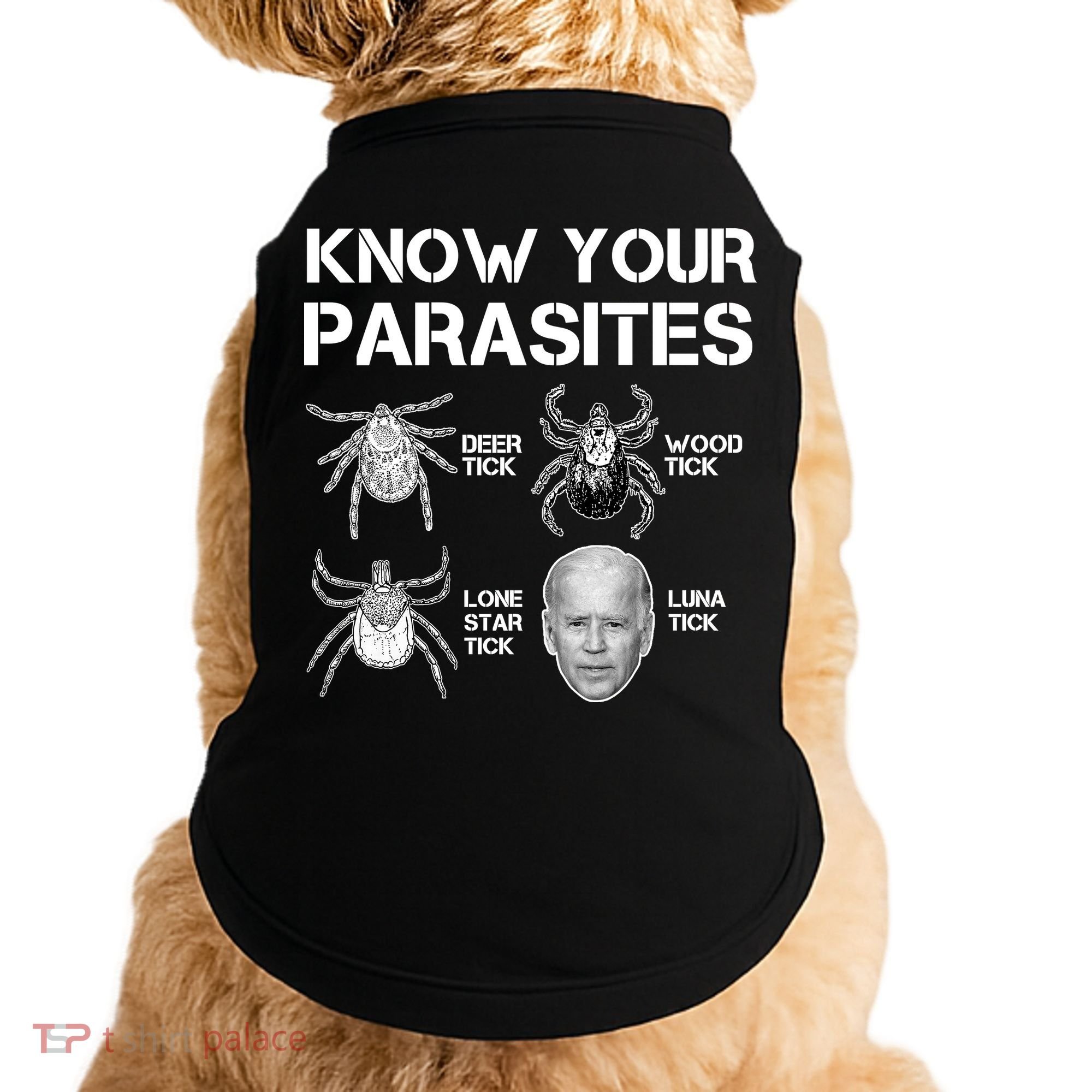 Know Your Parasites Anti Joe Biden Funny Doggie Tank