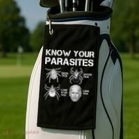 Know Your Parasites Anti Joe Biden Funny Golf Towel thumb 2