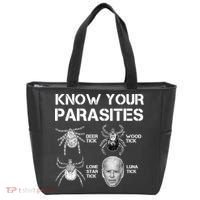 Know Your Parasites Anti Joe Biden Funny Tote Bag thumb 0