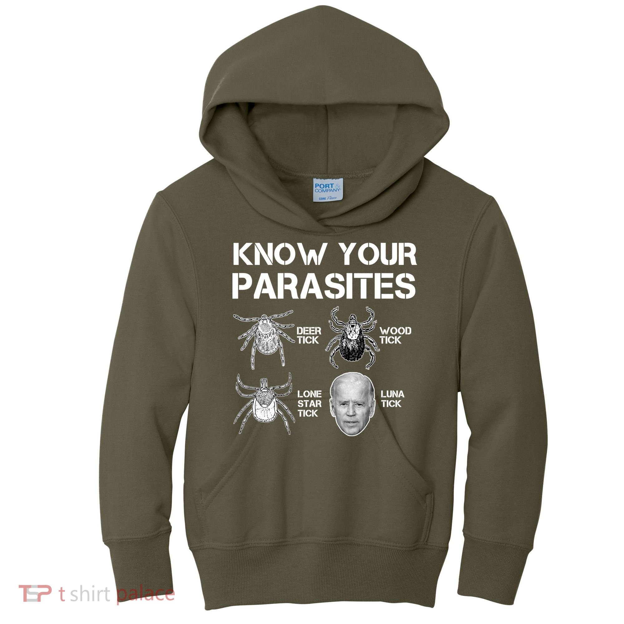 Know Your Parasites Anti Joe Biden Funny Kids Hoodie
